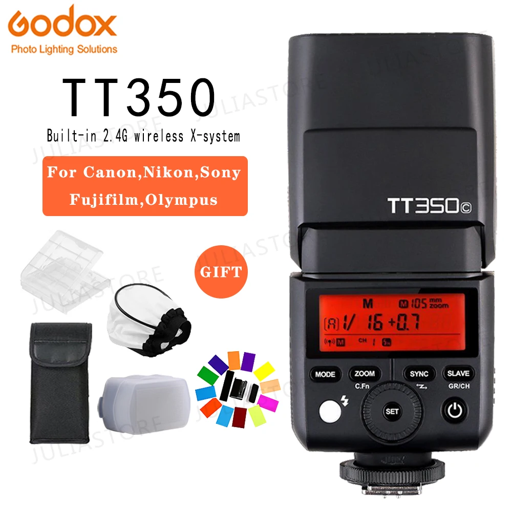 Godox TT350C TT350S TT350N TT350O TT350F TT350P Мини Портативная Вспышка TTL HSS Speedlite для Sony Nikon Canon Olympus Fuji