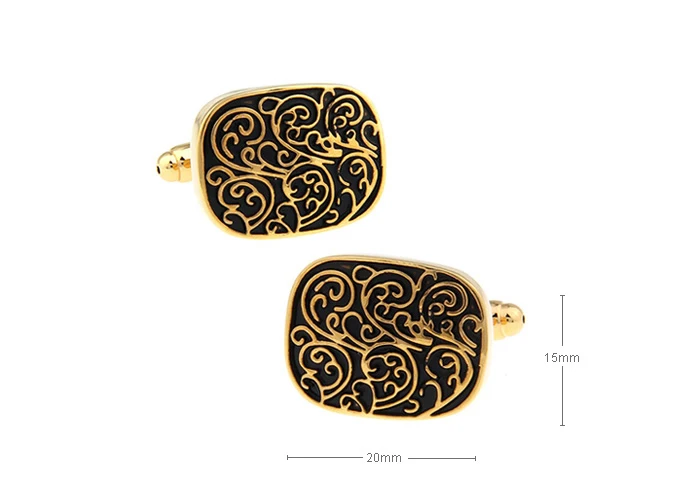 Классические черные запонки с волнистым узором (Золотой и Серебряный Два цвета