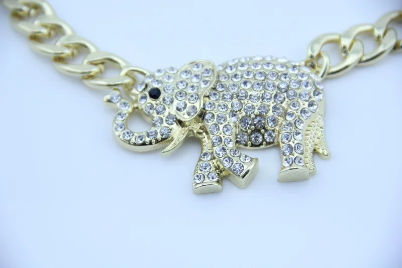 Знаменитостей стиль слон животных подвески с массивной звеньевой цепочкой