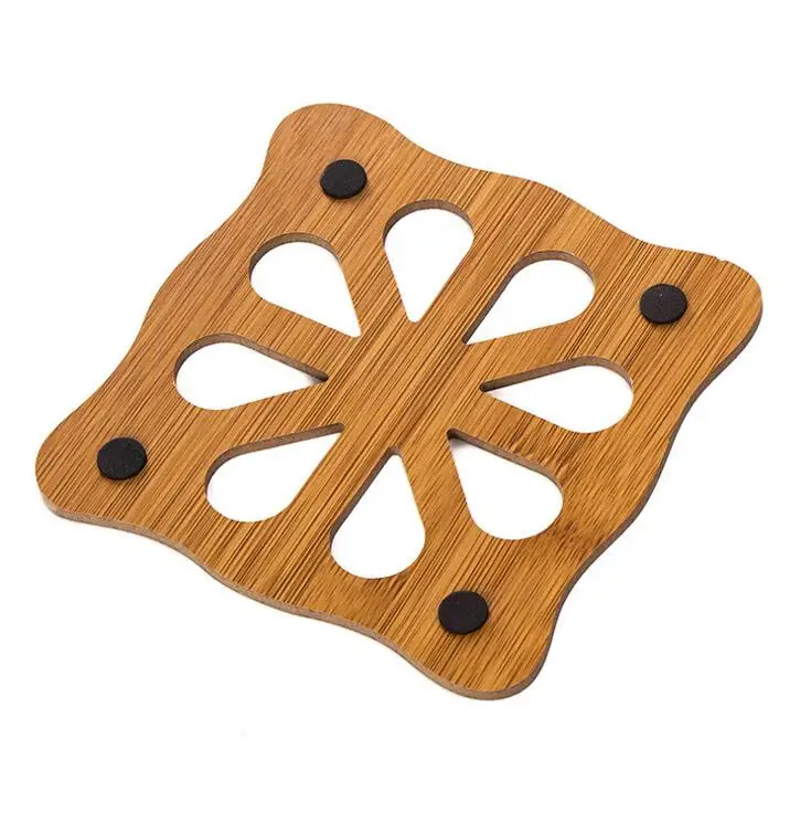 H75 half flowers HOMETREE 1 шт. ручной работы Природа Бамбуковые подставки напиток кофе Чайный подстаканник чашки кухонные аксессуары чаша подставка под тарелку для горячих напитков H75 - Цвет: H75 half flowers