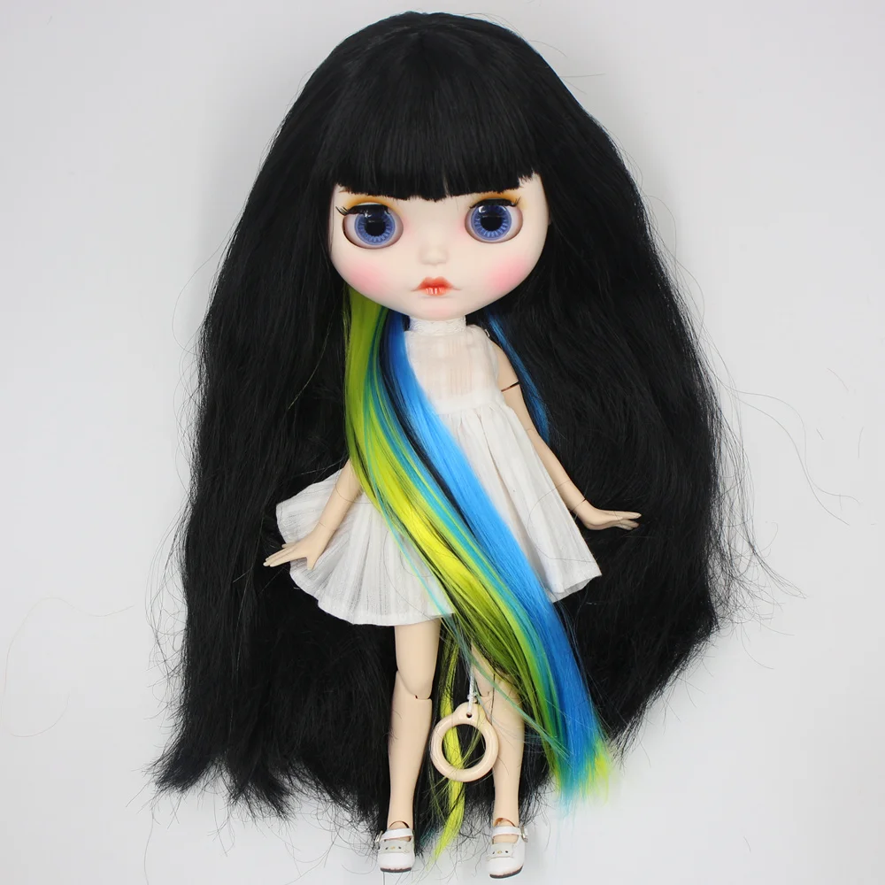 Кукла ICY DBS Blyth на заказ № BL117/3208/6208 черный микс желтый и синий волосы 1/6 BJD|Куклы| |