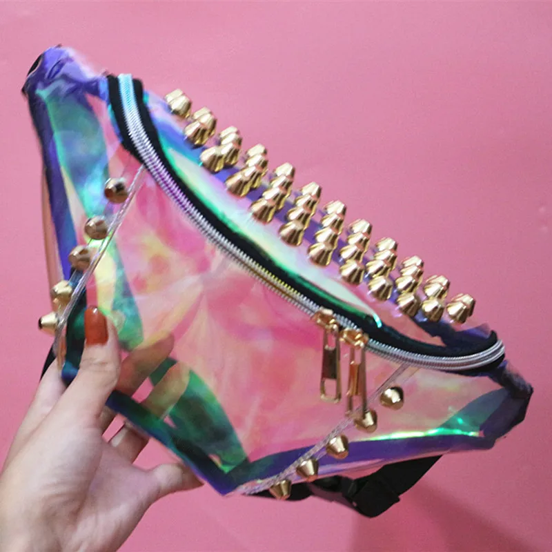 Поясная Сумка женская прозрачная с заклепками|bag fanny|waist bag fanny packfanny pack for women |