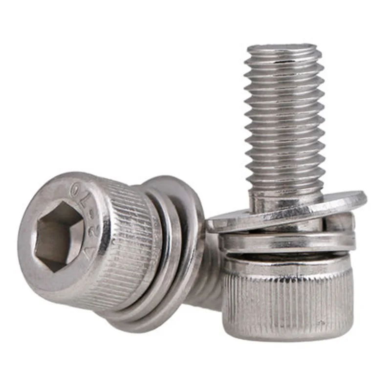 

10 шт., M4 304, нержавеющая сталь, три комбинации, шестигранная головная крышка, Автономная плоская контактная площадка под винт, длина 6 мм-40 мм