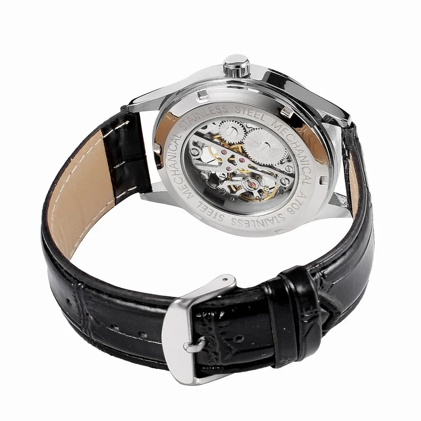 Мужские механические часы WINNER Urban в современном стиле золотистые скелетоны с