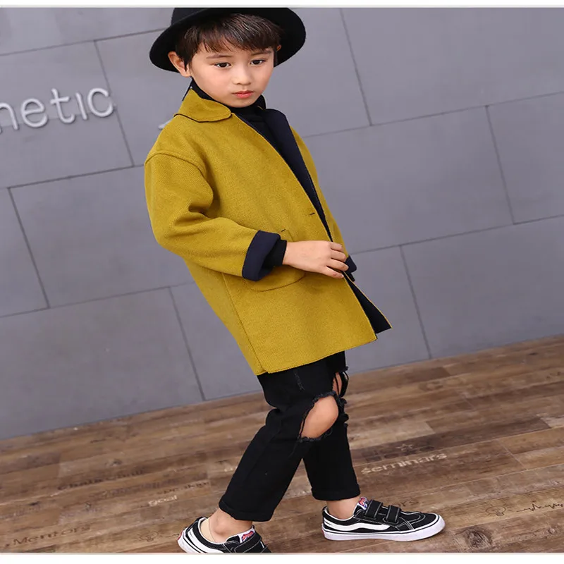 Новое Детское пальто для мальчиков и девочек модное милое шерстяное