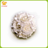 lxyy new flower round candle moulds 3d embossed flower ball silicone molds