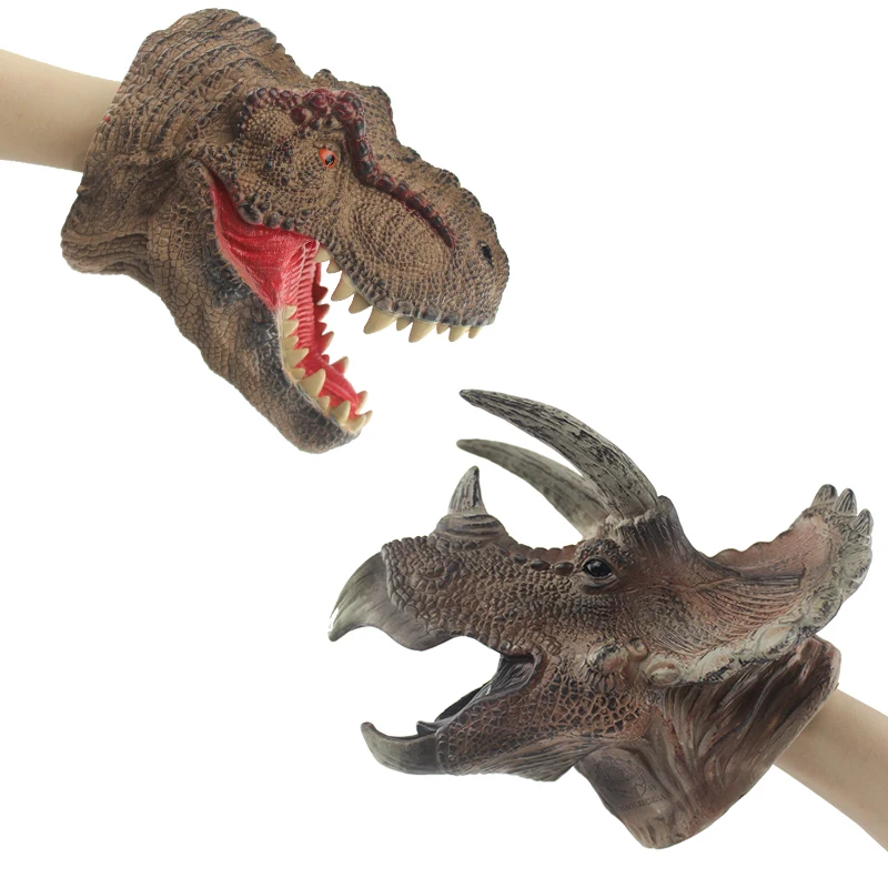 Dinosaur Hippopotamus Crocodiles Rhinoceros Hand Gloves Puppet Animal Head Toys Soft Gelatin Children's Role Playing Boys | Игрушки и