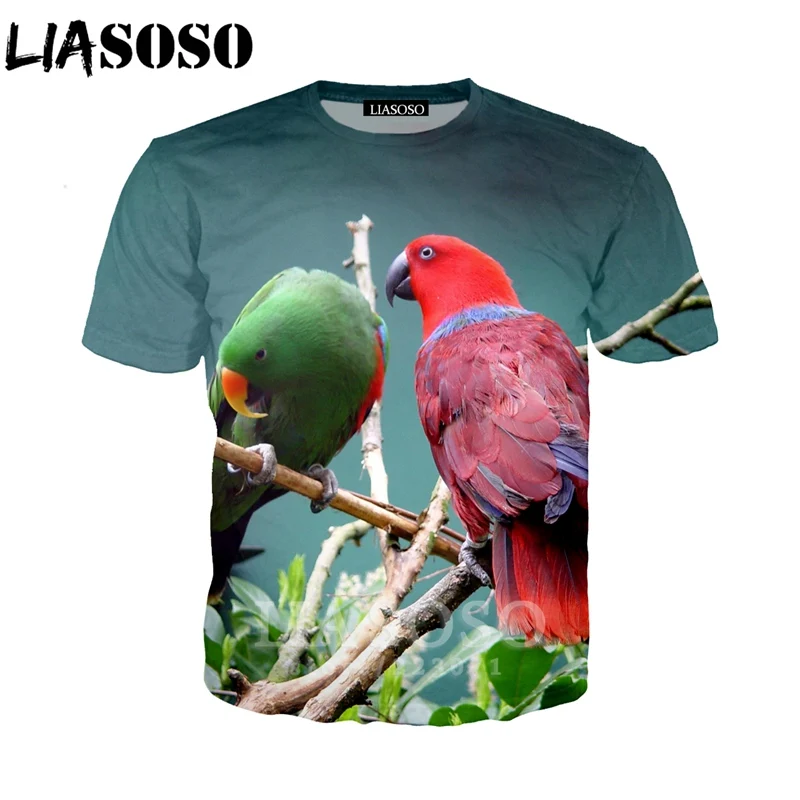 LIASOSO Летний Новый Модный Мужской Женский свитшот с 3D принтом животных попугая