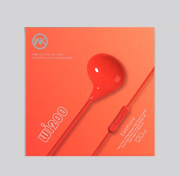 red with box Оригинальные наушники remax WK 200, проводная гарнитура с шумоподавлением, модные наушники-вкладыши для iPhone, Xiaomi, мобильного телефона, PS4 - Цвет: red with box