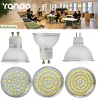 Светодиодный прожектор MR16 Светодиодный ная Лампа AC 220V 4W 6W 8W светодиодные лампы AC  DC 12V 24V GU10 SMD 2835 белыйтеплый белый домашнее освещение