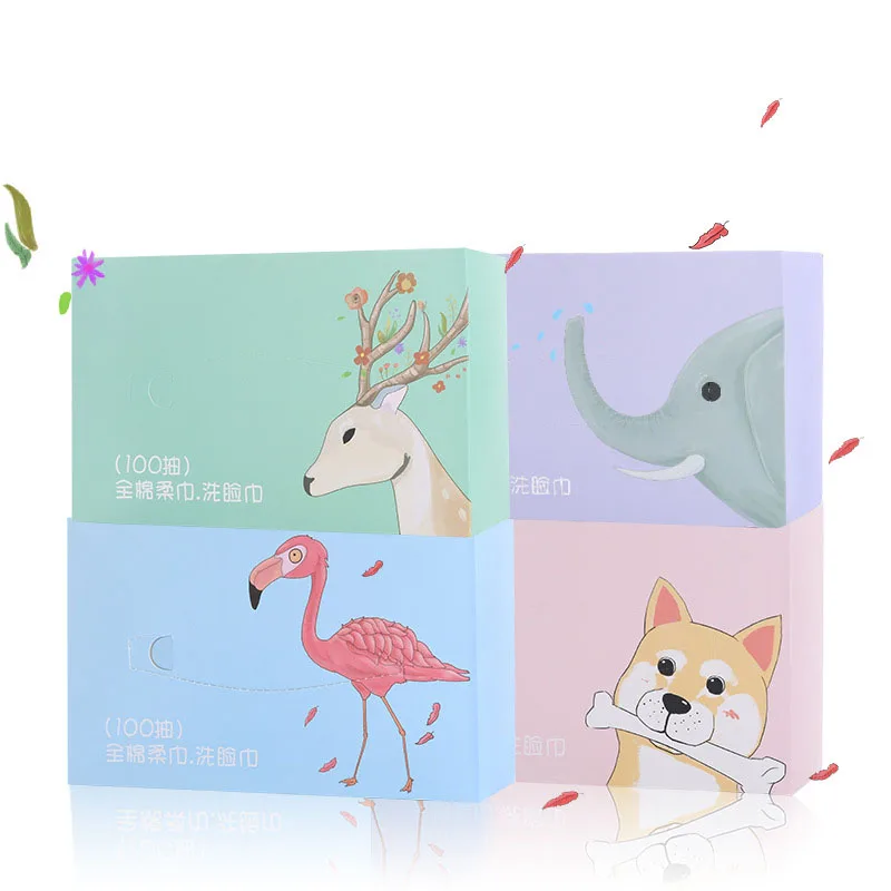 

100 PCS Cotton Non-woven Boxed Cleansing Towel 100 Plain Cleansing Towel Disposable Makeup Washing Cotton
