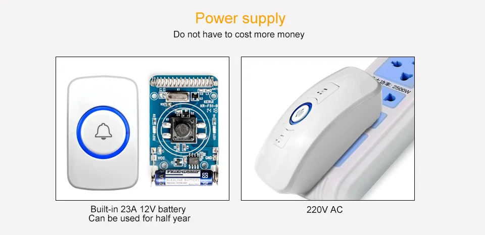 KERUI Белый ЕС Plug-in 220 В AC цифровой светодиодный 36 шнур песня музыка 500ft диапазон беспроводной пульт дистанционного управления домашний дверной звонок