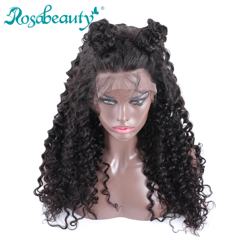 Rosabeauty, малазийские кудрявые человеческие волосы на кружеве, парики, предварительно выщипанный парик с детскими волосами, 360, парик на кружеве для черных женщин, Remy