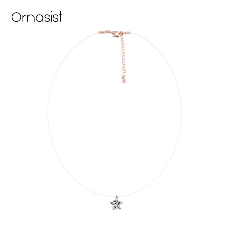 Чокер женский из прозрачной лески с кулоном в виде звезды ААА колье золотистого и