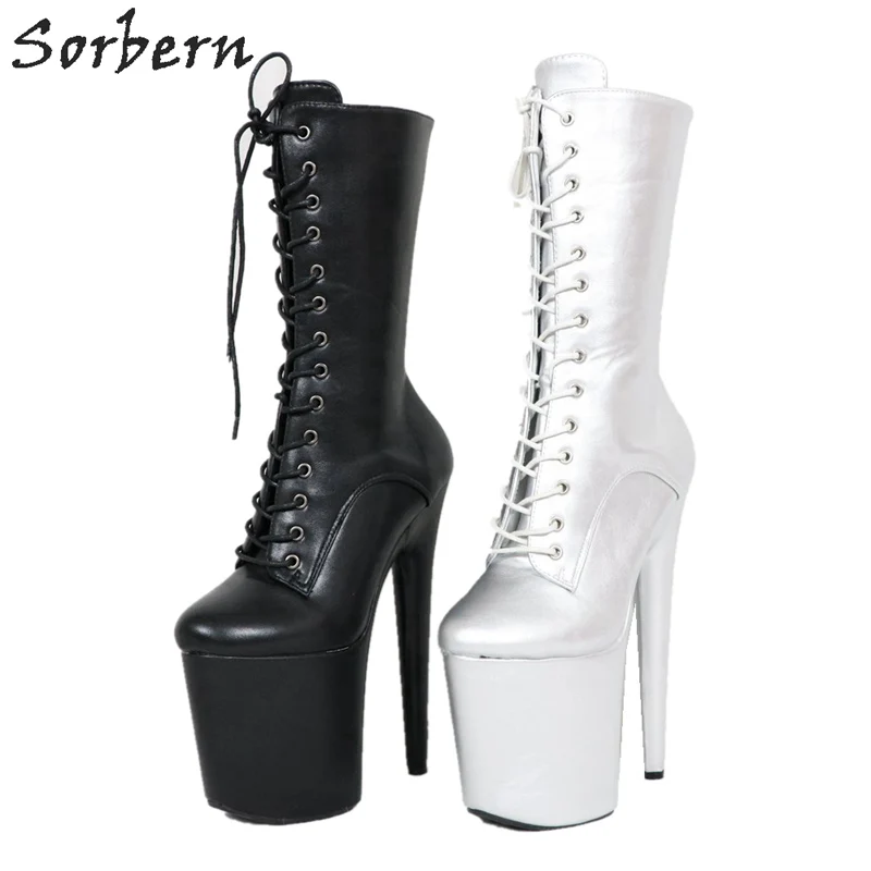 

Sorbern Short Women Booties Pole Dance Boots For Women 20cm Extreme High Heeled Crossdresser Shoes Drag Queen Booty Custom New