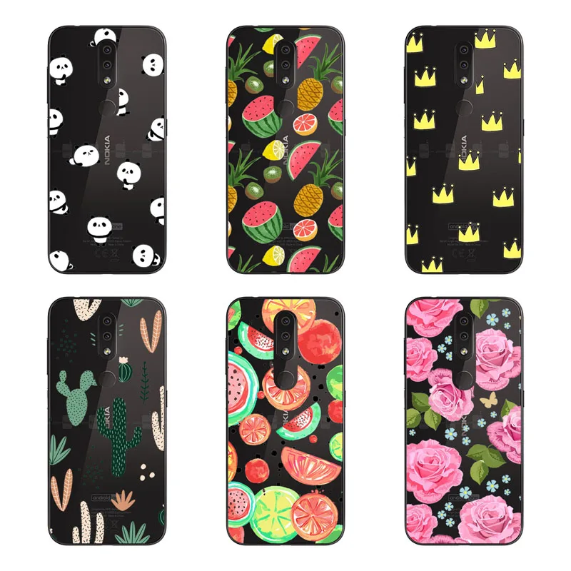 For Nokia 4.2 Case Silicon Black Painting flower Soft TPU Back Cover for Nokia4.2 protect Phone cases shell |