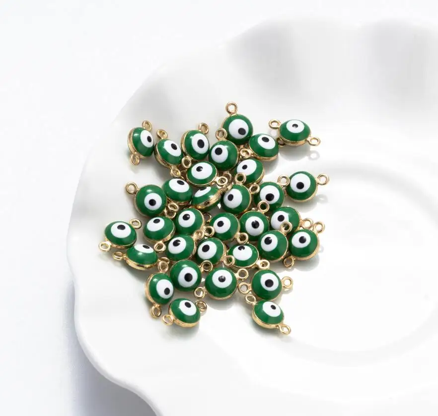 green MEIBEADS, 20 шт./лот, бусины от сглаза, двойные соединители, ювелирные аксессуары, подходят для Diy, сглаза, браслет, ожерелья, подвески - Цвет: green