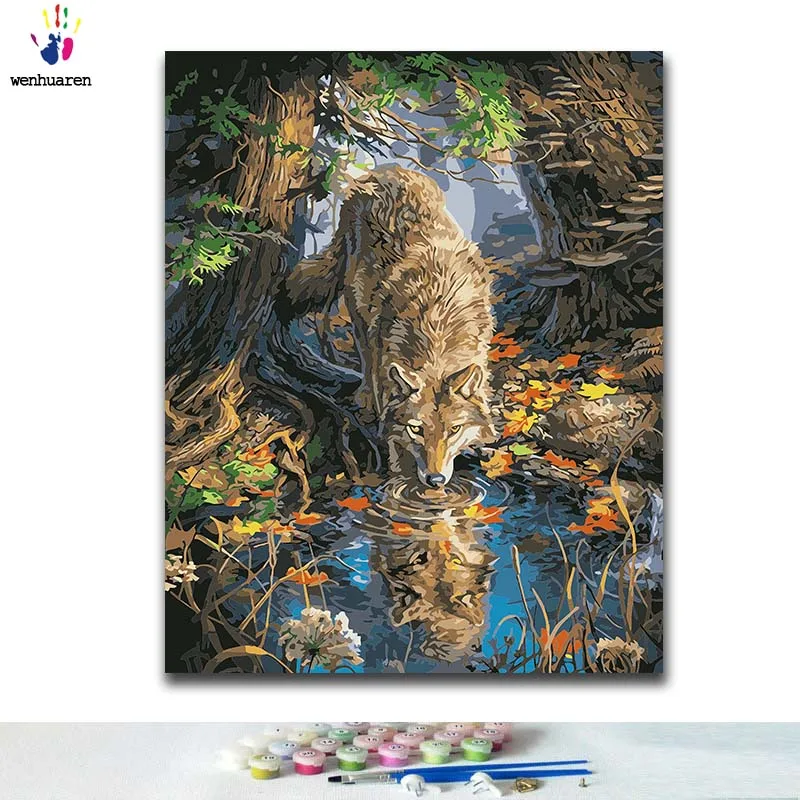 Раскраска по номерам сделай сам картина с рисунком животных рамкой 40x50|Картины