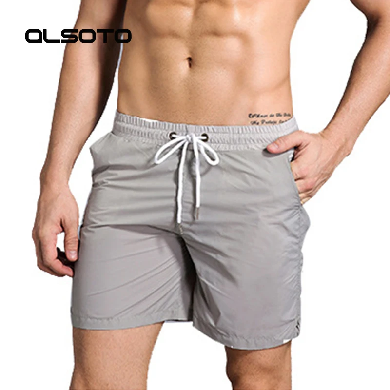 

Summer style Men Shorts Beach Board Quick Drying Fitness Board Boxer surf Solid color Breathable Anti-sweat beach shorts