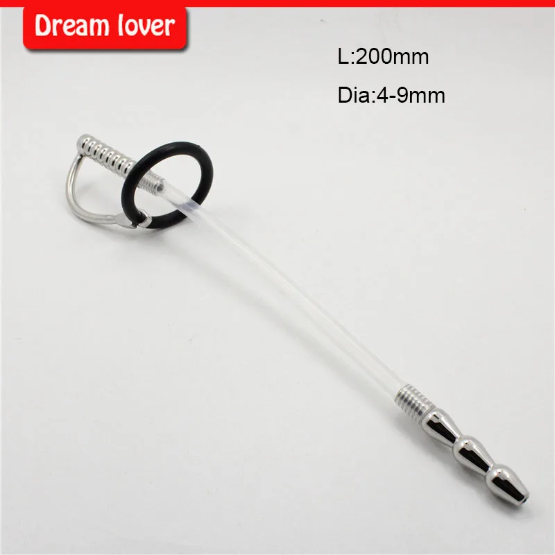 Stainless Steel Urethral Sound Probe Penis Plug Special Urethra Sex Toy with 2 Free Silica Gel Rings