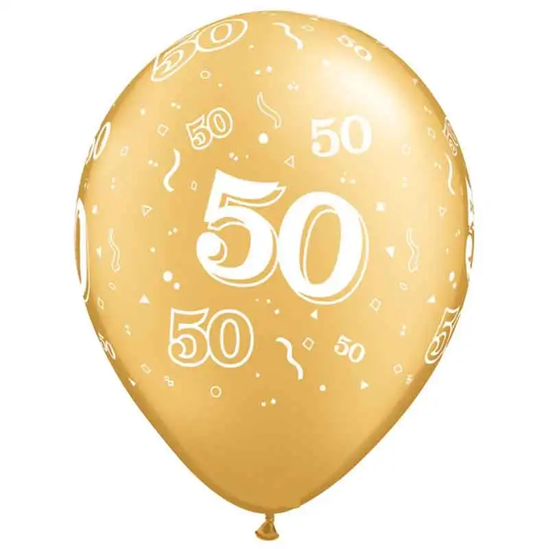 10pcs 12inch Gold Silver Black Latex Balloons 50 Years Happy Birthday Party Decorations Adult Helium Balloon 50th Birthday Dec - Цвет: gold