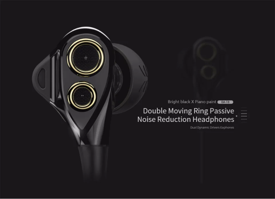 UiiSii BA-T8 HiFi наушники, наушники с двойной динамической музыкой, наушники-вкладыши с шумоподавлением, проводные с микрофоном для iPhone, Xiaomi, Android