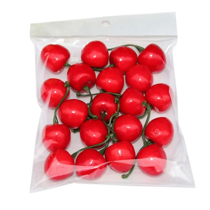 20Pcs/Bag Reusable Lifelike Simulation Small Cherries Artificial Red Fruit Model for Photography Studio Photo Background Props W |