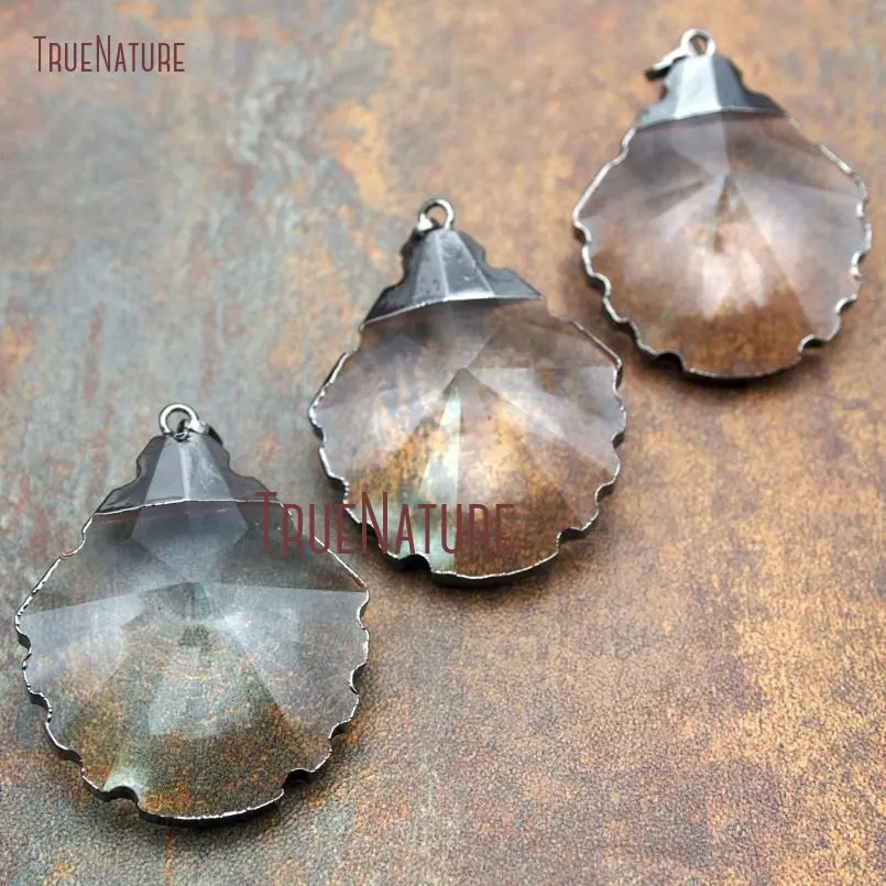 10 шт. Лидер продаж стеклянный кристалл кулон волнистый край пистолет черный