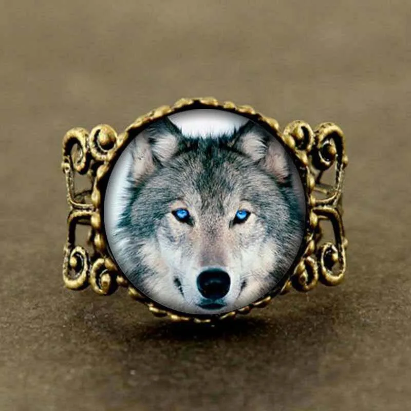 Новинка 2017 Винтажное кольцо с белым вольком ювелирные изделия голубыми глазами