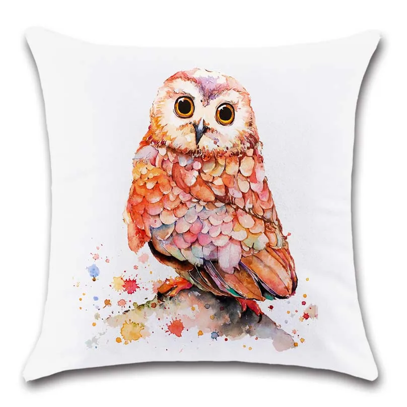Чехол для подушки с птицами совой белого цвета | Дом и сад