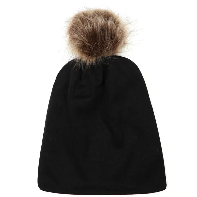 Модная теплая зимняя шапка для новорожденных с искусственным кроличьим мехом