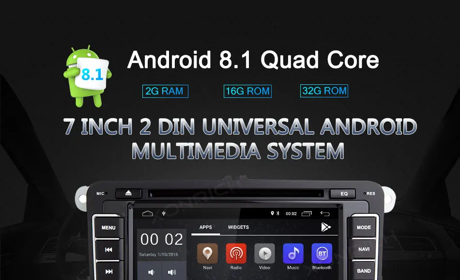 2 din Авторадио gps Android 8,1 Автомобильный мультимедийный для Skoda Octavia 2 Volkswagen Passat b6 VW Seat leon 2 PoloT5 golf 56 навигация