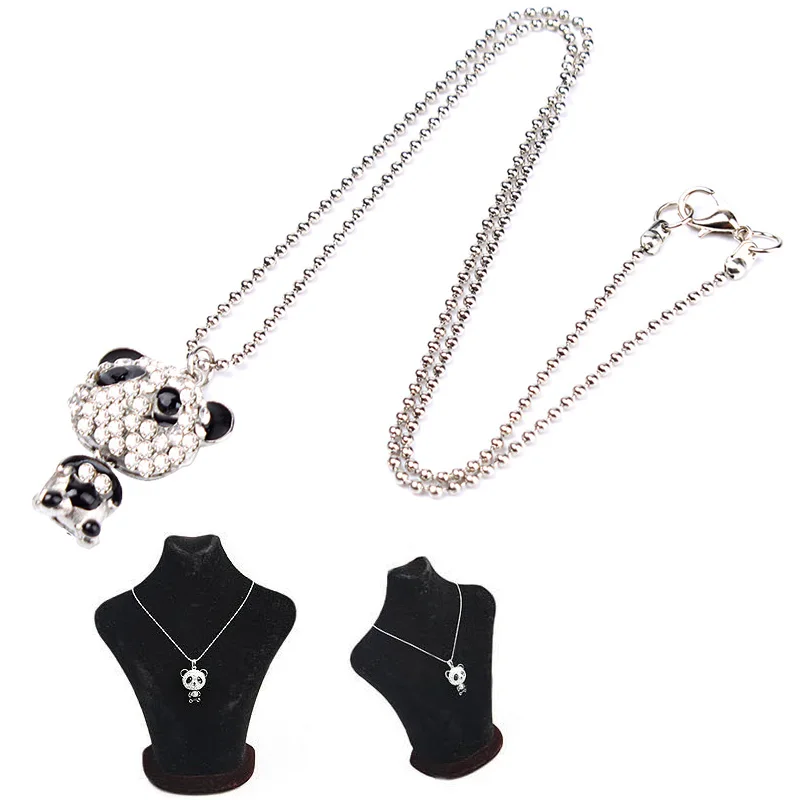 Очаровательная Эмаль горный хрусталь панда кулон ожерелье женщин Кристалл