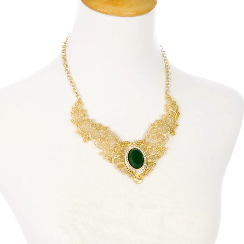 Оптовая цена подарок матери Сияющий Золотой цвет зеленый и розовый ожерелье