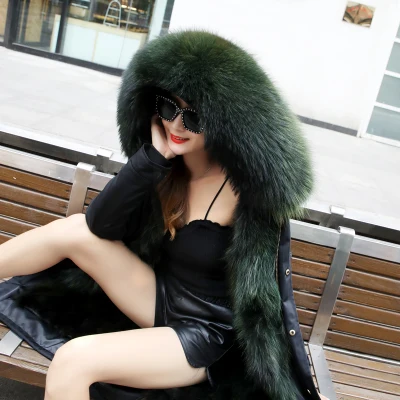 green middle long X-long, зимние куртки, пальто для женщин размера плюс, парки из натурального меха енота, mujer, пальто, Толстая Женская парка с натуральным мехом - Цвет: green middle long