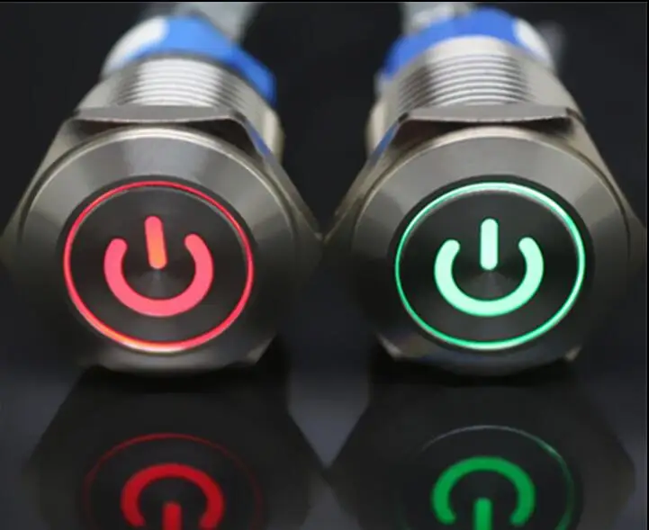 Металлический кнопочный переключатель из нержавеющей стали 12 в 16 мм