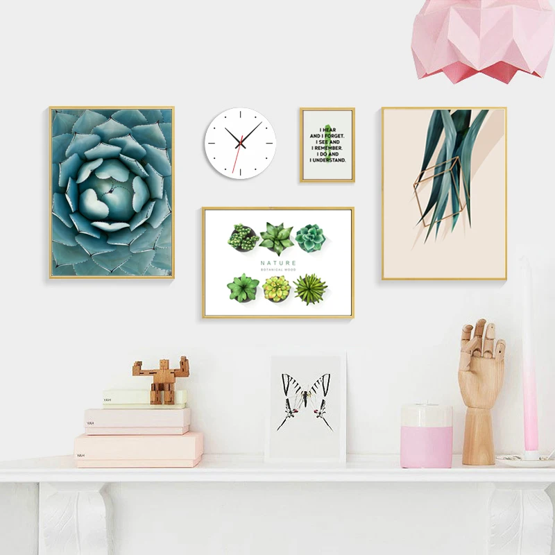 Скандинавский постер домашний декор лист холст живопись натуральный зеленый