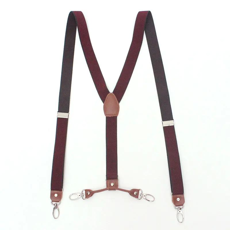 Wine red(Claret) Новинка, мужские подтяжки, модные подтяжки на крючках, эластичные регулируемые подтяжки, Tirantes, повседневные брюки, ligas, подарок для отца - Цвет: Wine red(Claret)