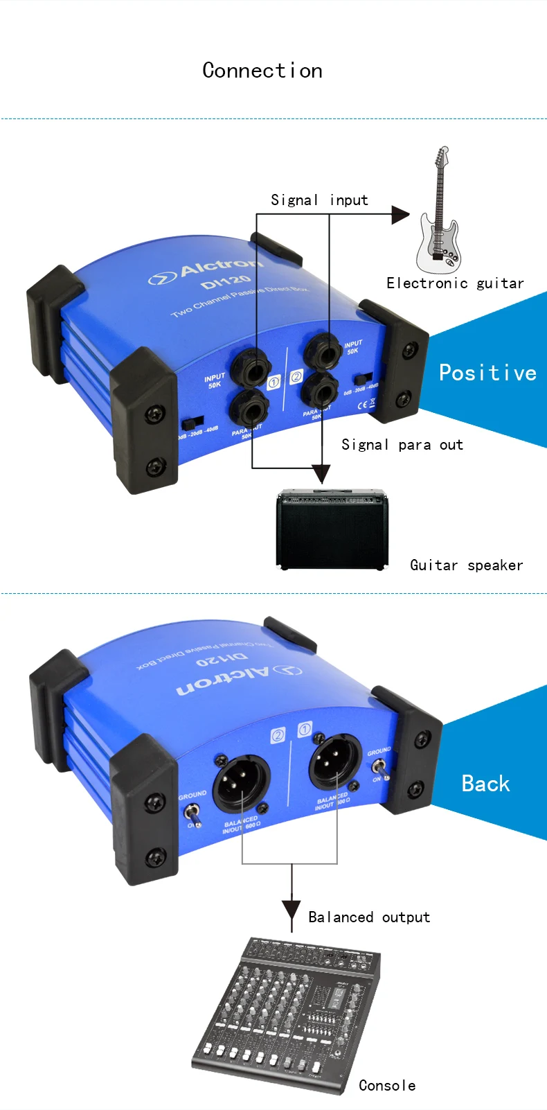 Alctron DI120 DI-120 пассивный DI box используется в гитарной записи и сцены отлично подходит для клавиатуры акустической и электрической гитары