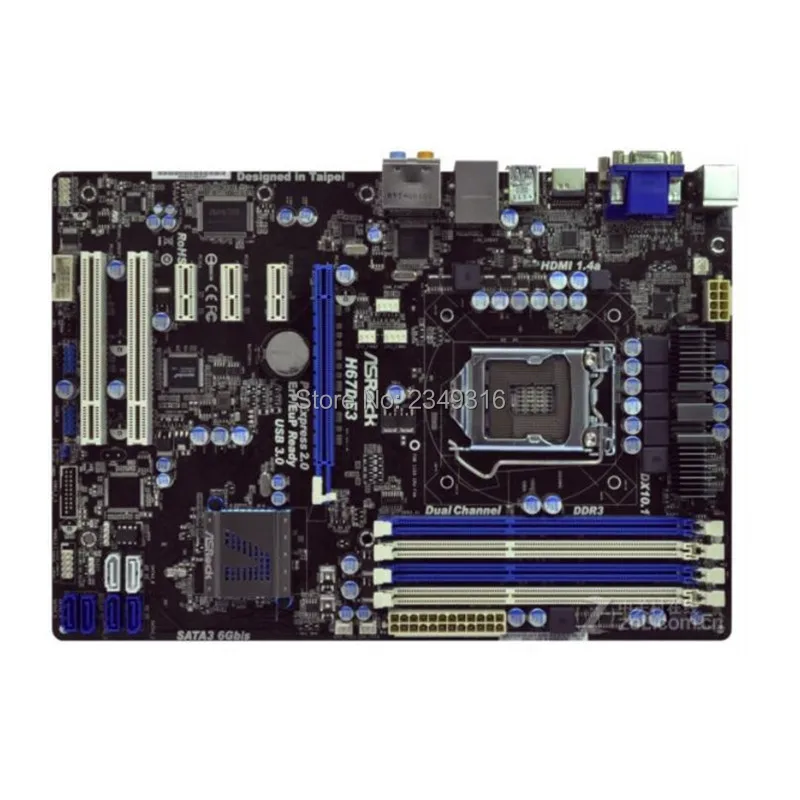 Для ASRock H67DE3 оригинальная б/у настольная Материнская плата 1155 H67 Разъем LGA1155 DDR3 SATA2