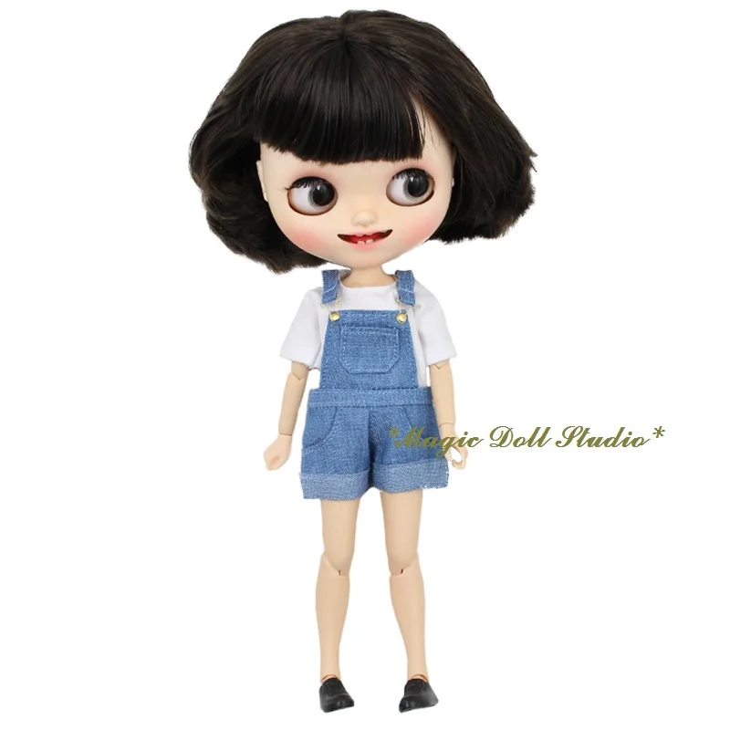 Новинка 2018 наряды для кукол Neoblythe [MG642] хлопковый комбинезон и белый топ подходят