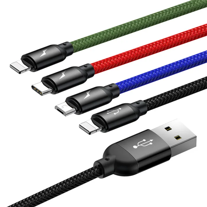 Usb-кабель Baseus 4 в 1 для iPhone X, 8, 7, 6 Plus, кабель для быстрой зарядки, кабель Micro USB type-C для samsung Galaxy S9, S8, One Plus, 6, 5t - Цвет: 2 ip