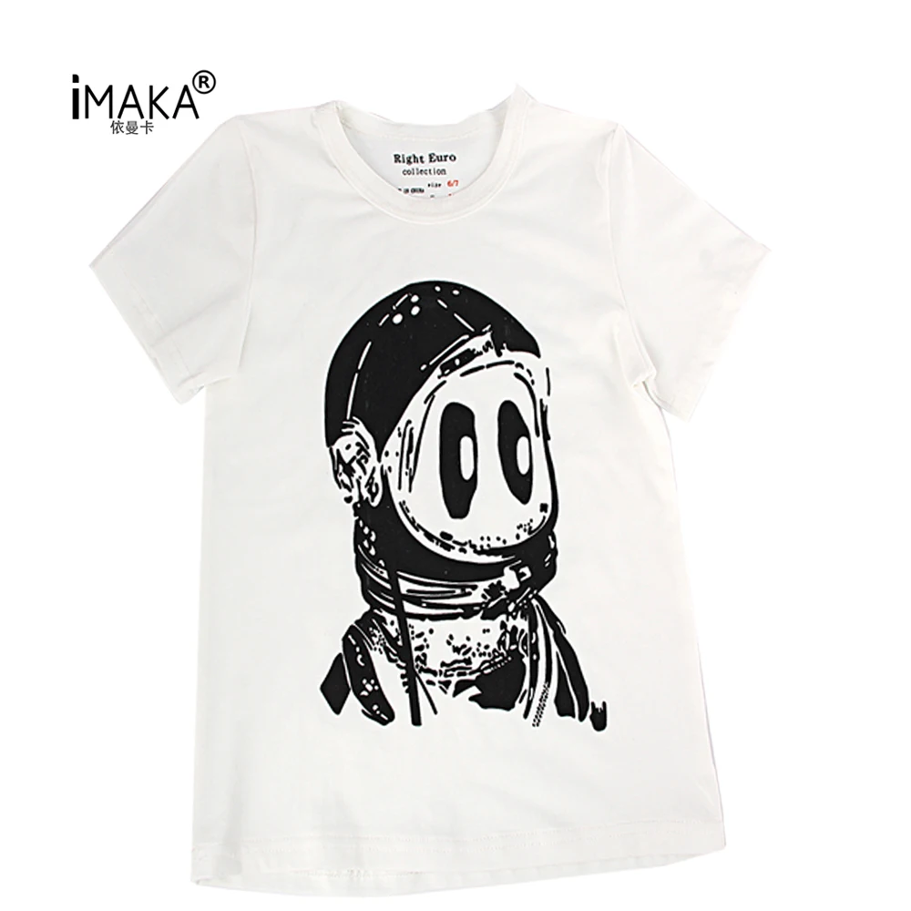 Imaka детская футболка для Одежда мальчиков и девочек 2017 бренд Детская летняя топы