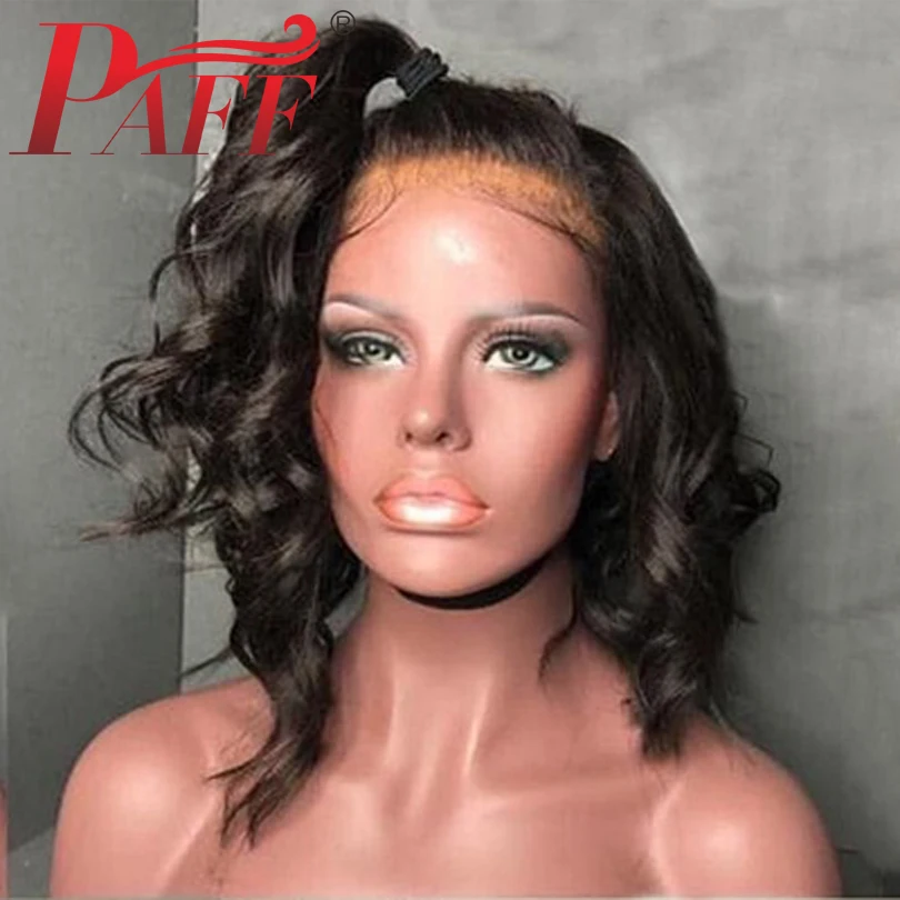 PAFF Gluesess Malaysia Deep Part 13*6 Lace Front Human Hair Wigs 130% Density Remy Short Body Wave Wig With Baby | Шиньоны и парики