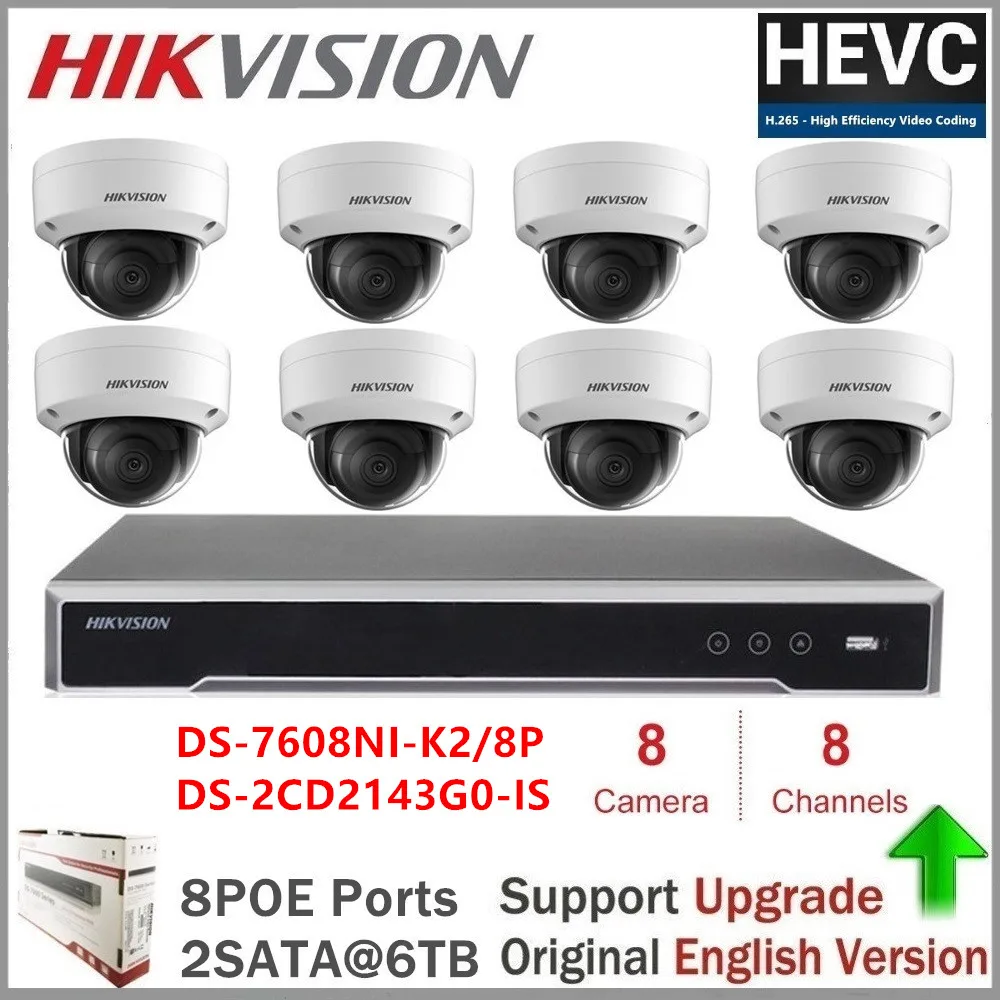 

Hikvision IP CCTV Системы видеонаблюдение DS-2CD2143G0-IS 4 мегапикселей сетевая купольная Камера PoE IP Камера с ИК День/Ночь