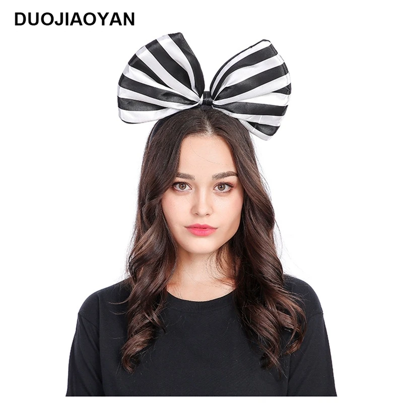 

DUOJIAOYAN Girls Stripe Hair Band Festival Bow Headband Party Headwear Colorful Bowknot Hair Accessories