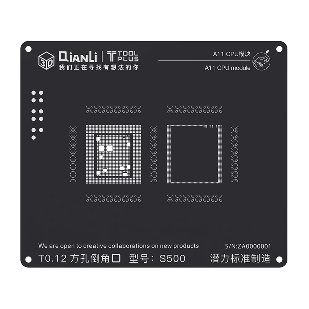 3D Черный трафарет BGA шаблон для посадки олова iPhone CPU A7 A8 A9 A10 A11 паяльная сетка с