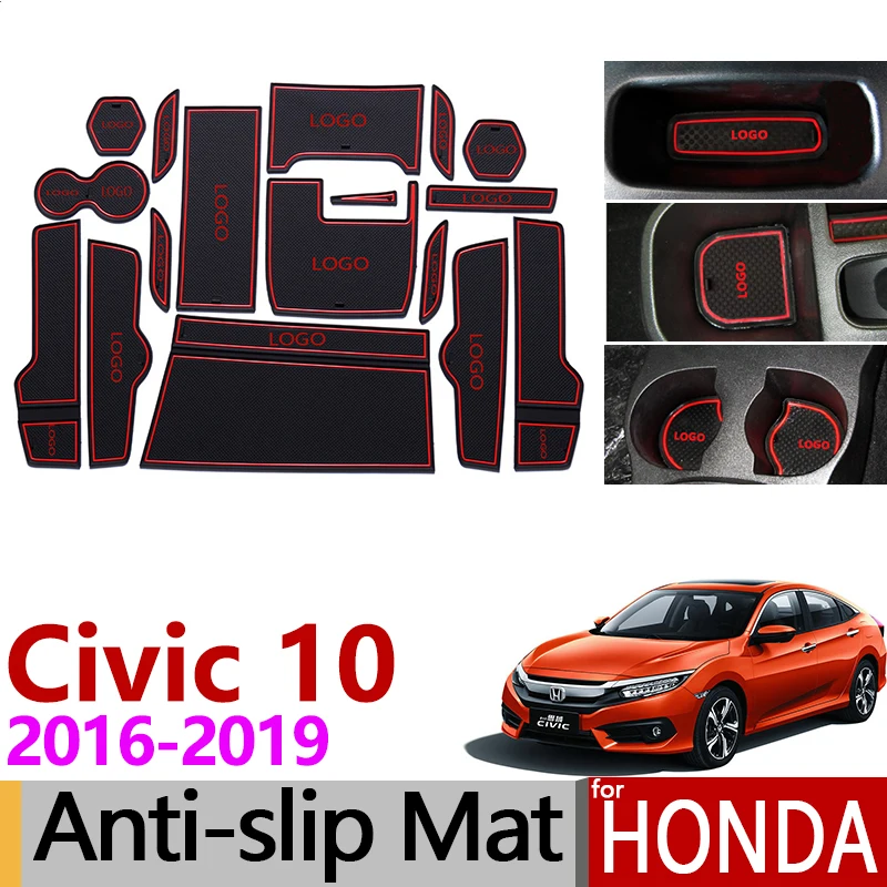 Противоскользящий коврик с прорезями для ворот резиновые подставки Honda Civic 10 2016