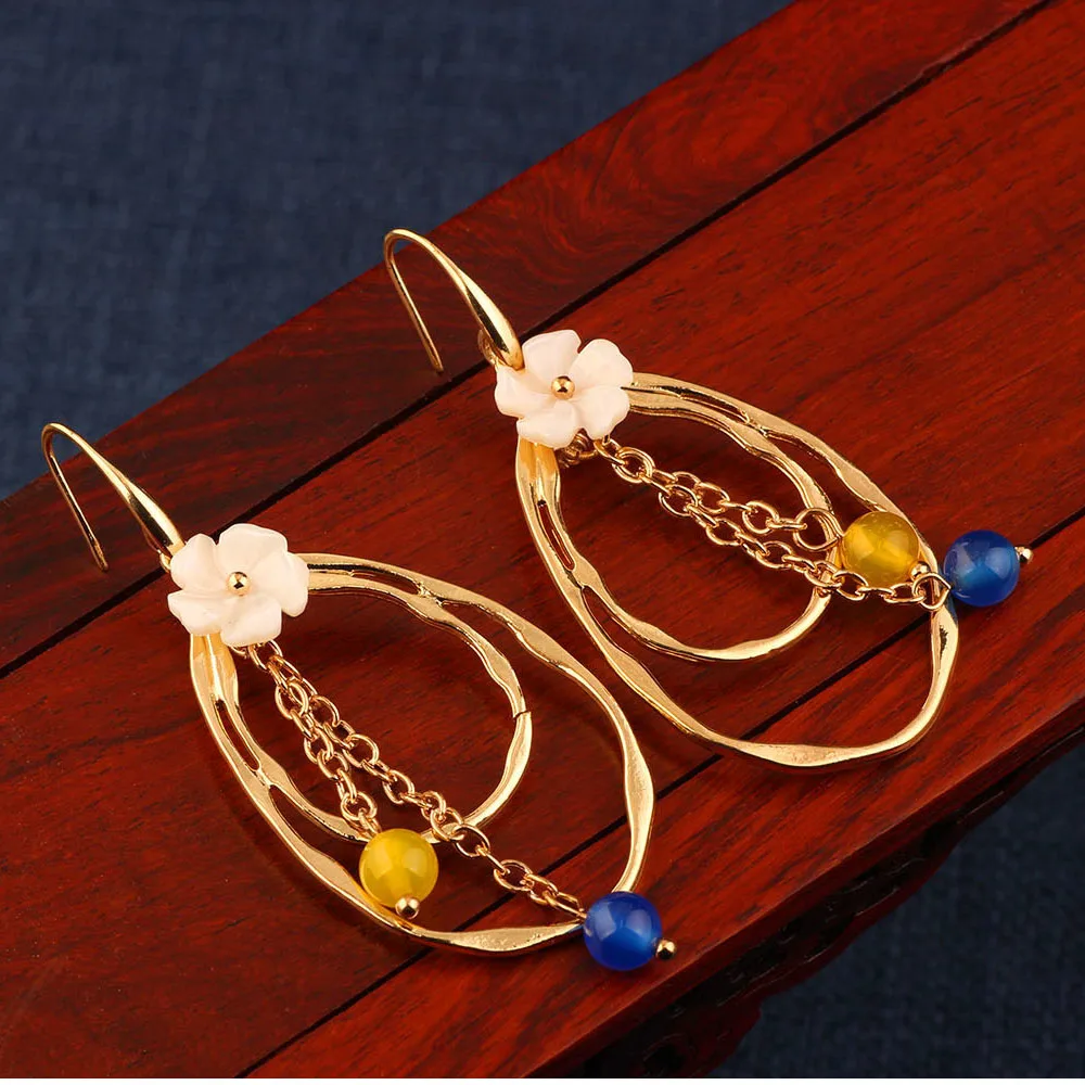 MYWINY модные серьги в форме цветка этнические длинные капли воды винтажные