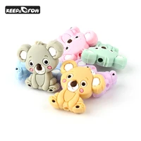 10pcs mini koala silicone beads food grade baby teething nursing necklace accessories silicone teether beads diy pacifier chain